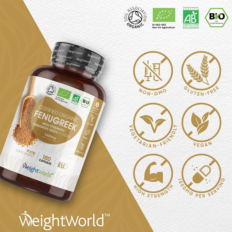 WeightWorld Organic Fenugreek 1500mg 180 Capsules