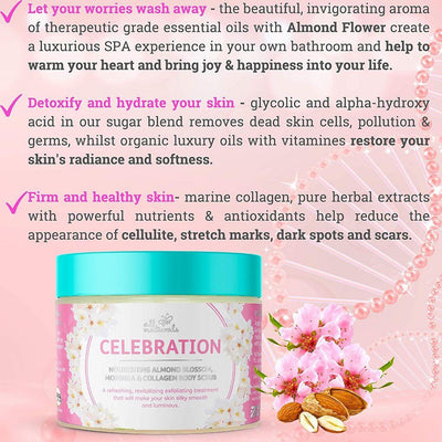 All Naturals Celebration - Nourishing Almond Blossom, Moringa & Collagen Body Scrub 400g - Fit 'n' Vit - Shipping globally from the UK