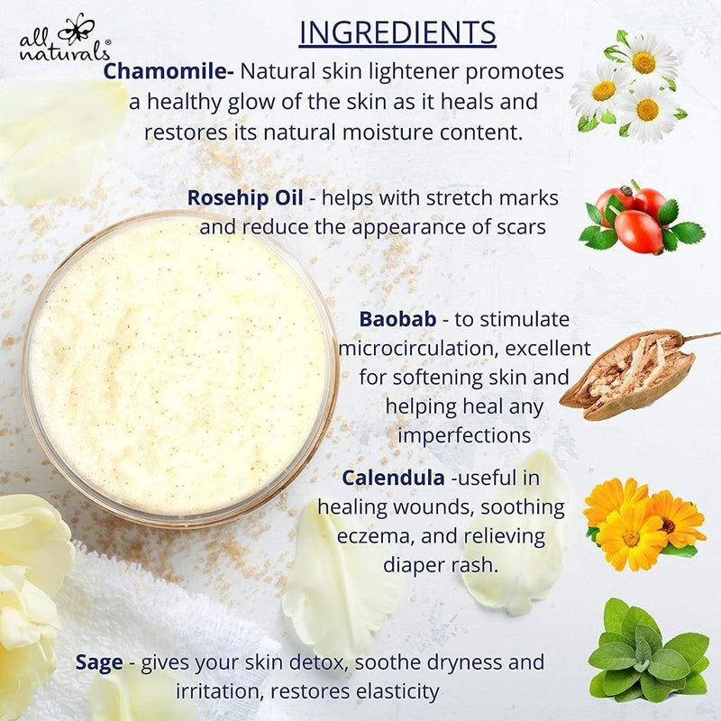 All Naturals Confidence - Refreshing Chamomile & Rosehip Oil Body Scrub 400g - Fit &