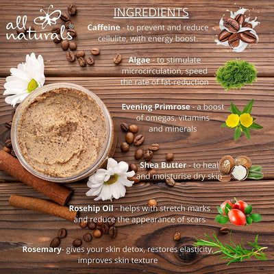 All Naturals Love & Beauty - Revitalising Coffee & Algae Body Scrub 400g - Fit 'n' Vit - Shipping globally from the UK