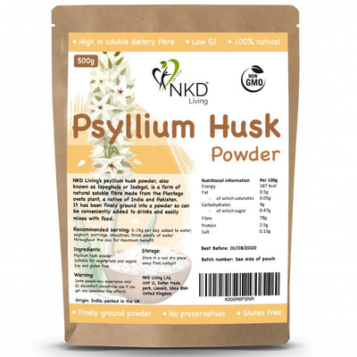 NKD LIVING Psyllium husk Powder 500g - Fit 'n' Vit - Shipping globally from the UK