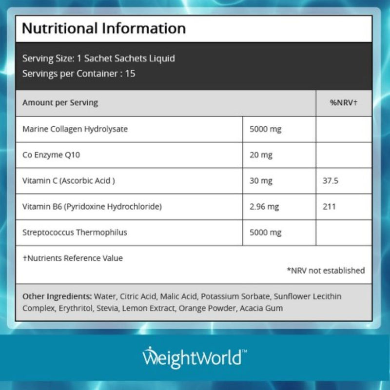 WeightWorld Advanced Marine Collagen Drink 25ml 15 Sachets Liquid - Fit &