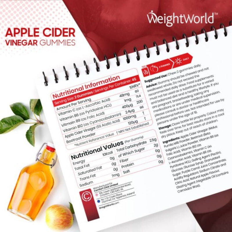 WeightWorld Apple Cider Vinegar 1000 mg 90 Gummies - Fit &