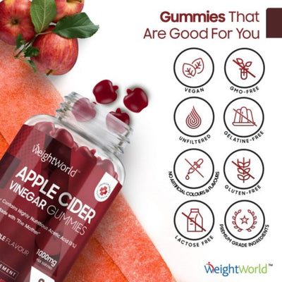 WeightWorld Apple Cider Vinegar 1000 mg 90 Gummies - Fit 'n' Vit - Shipping globally from the UK