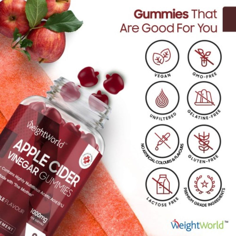 WeightWorld Apple Cider Vinegar 1000 mg 90 Gummies - Fit &