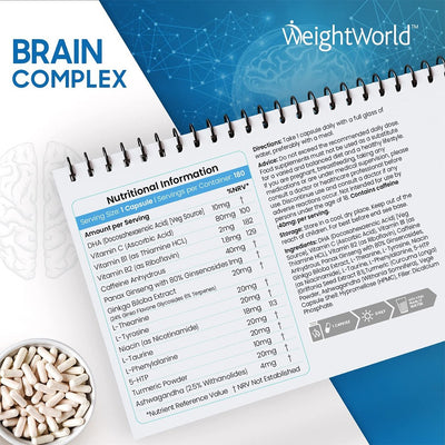 WeightWorld Brain Complex 180 Capsules - Fit 'n' Vit - Shipping globally from the UK