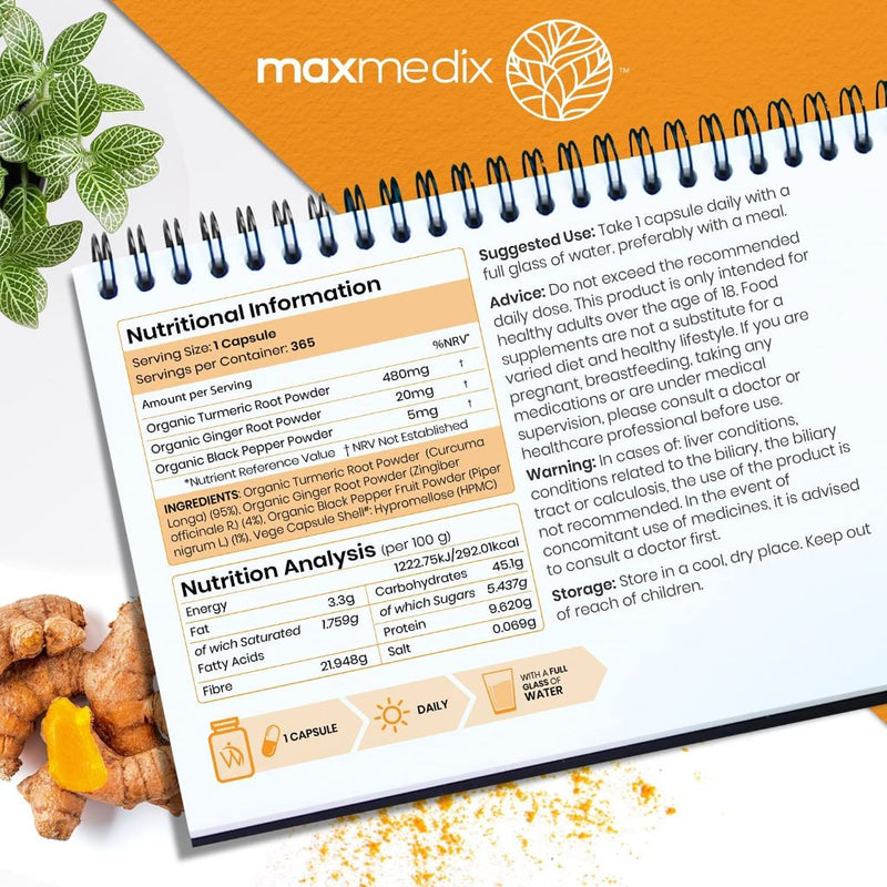 maxmedix Organic Turmeric with Ginger and Black Pepper| fitnvit.com ...