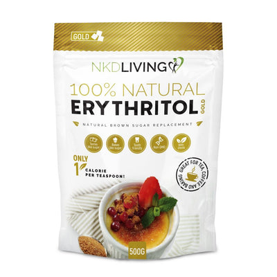 NKD LIVING 100% Natural Erythritol Gold 500g (Brown Sugar) - Fit 'n' Vit - Shipping globally from the UK