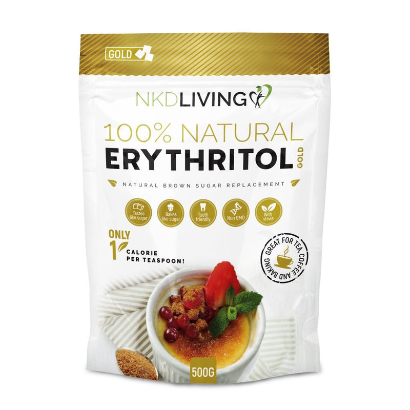 NKD LIVING 100% Natural Erythritol Gold 500g (Brown Sugar) - Fit &
