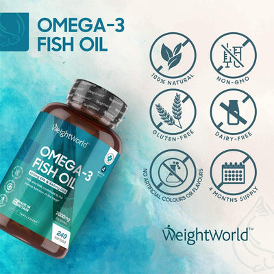 WeightWorld Omega 3 Fish Oil 2000mg 240 Softgels - Fit 'n' Vit - Shipping globally from the UK