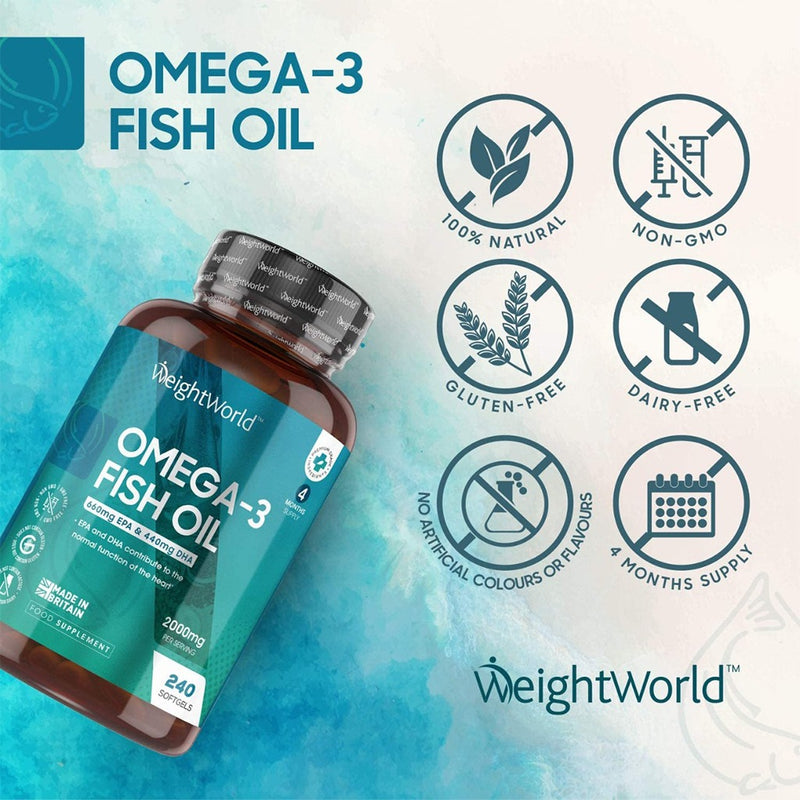 WeightWorld Omega 3 Fish Oil 2000mg 240 Softgels - Fit &