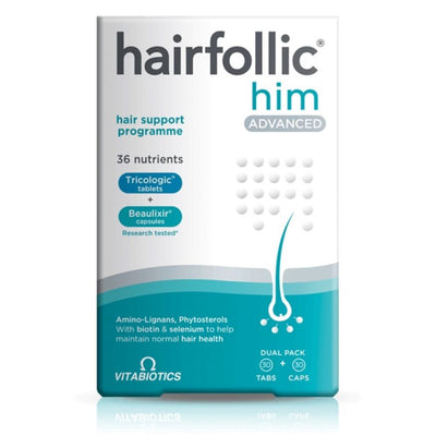 Vitabiotics Hairfollic Him Advanced 30 Tablets/30 Capsules - Fit 'n' Vit - Shipping globally from the UK