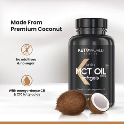 WeightWorld KetoWorld Keto MCT Oil 3600mg 90 Softgels - Fit 'n' Vit - Shipping globally from the UK