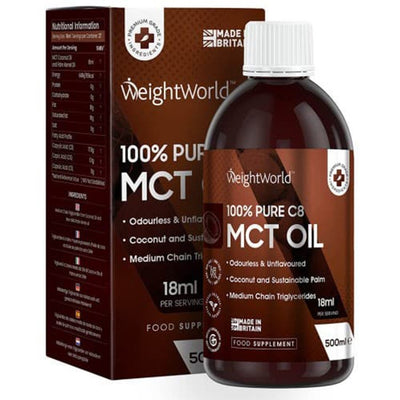 WeightWorld 100% Pure C8 MCT Oil 500ml - Fit 'n' Vit - Shipping globally from the UK