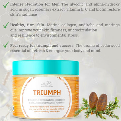 All Naturals Triumph - Cedarwood, Andiroba & Collagen Body Scrub For Men 400g - Fit 'n' Vit - Shipping globally from the UK