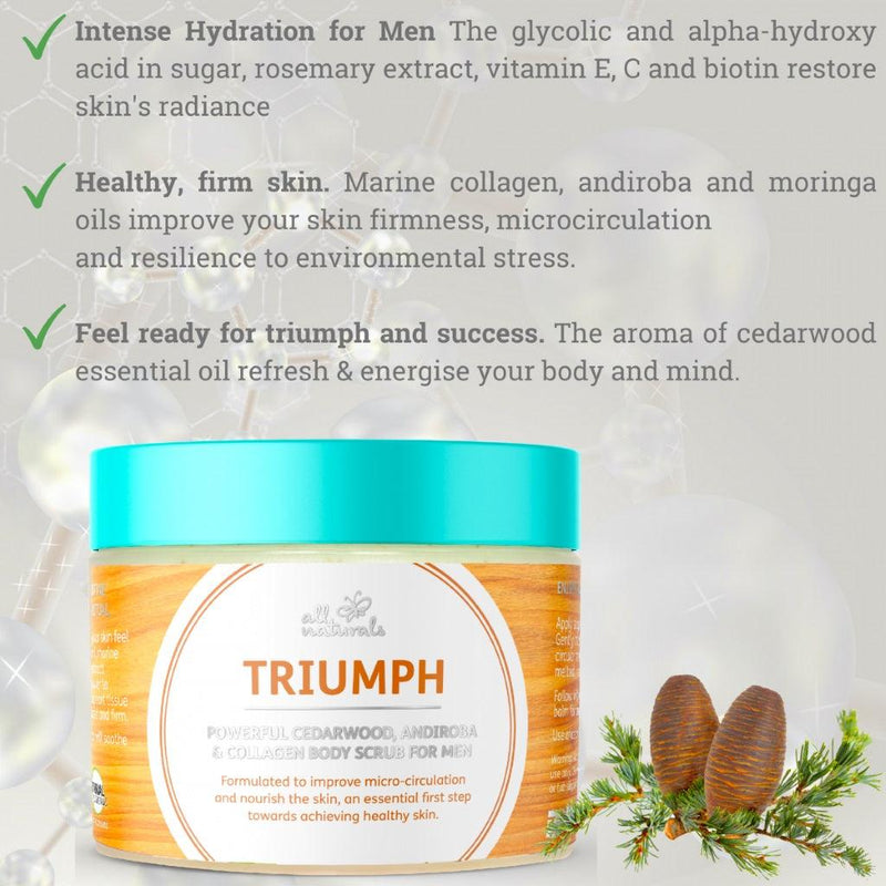 All Naturals Triumph - Cedarwood, Andiroba & Collagen Body Scrub For Men 400g - Fit &