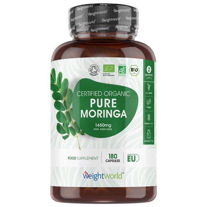 WeightWorld Organic Pure Moringa 1650 mg 180 Capsules - Fit &