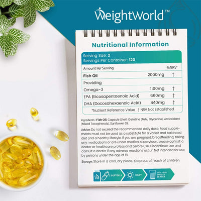 WeightWorld Omega 3 Fish Oil 2000mg 240 Softgels - Fit 'n' Vit - Shipping globally from the UK