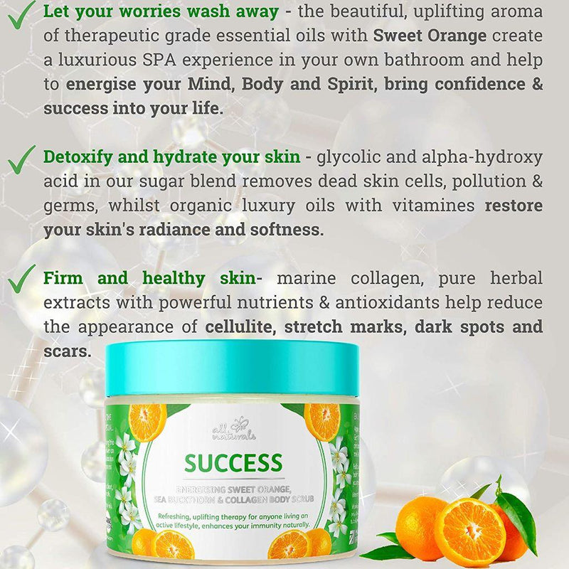 All Naturals Success - Energising Sweet Orange, Sea Buckthorn & Collagen Body Scrub 400g - Fit &