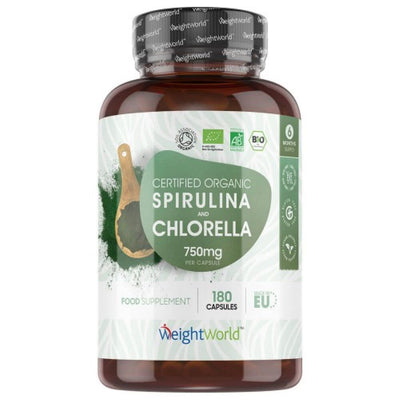 WeightWorld Organic Spirulina and Chlorella 750mg 180 Capsules - Fit 'n' Vit - Shipping globally from the UK