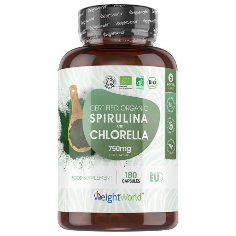WeightWorld Organic Spirulina and Chlorella 750mg 180 Capsules - Fit &