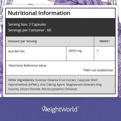 WeightWorld Pure Acai Berry 2600mg 120 Capsules - Fit 'n' Vit - Shipping globally from the UK