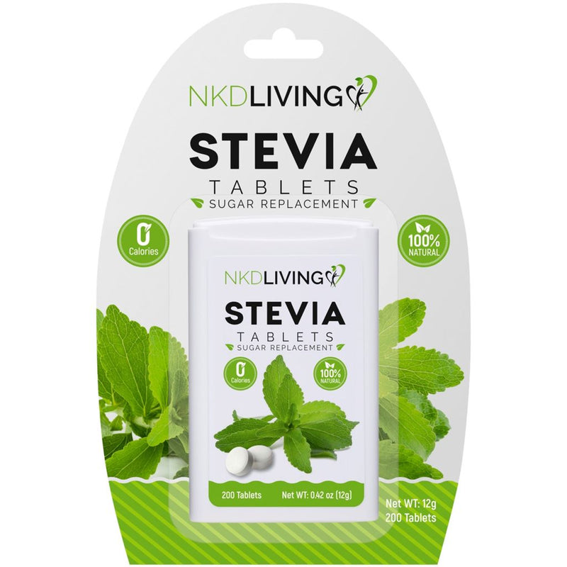 NKD LIVING Pure Stevia Tablets - 200 Tablets - Fit &