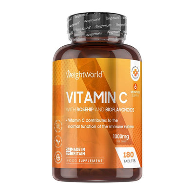 WeightWorld Vitamin C with Rosehip & Bioflavonoids 1000mg 180 Tablets - Fit 'n' Vit - Shipping globally from the UK
