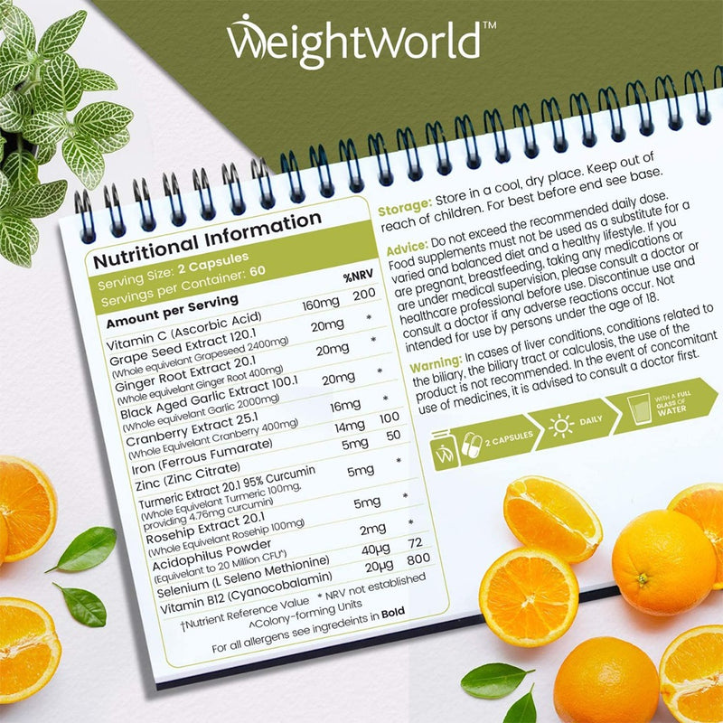 WeightWorld Vitamin C & Zinc 120 Capsules - Fit &