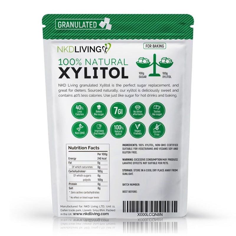 NKD LIVING 100% Natural Xylitol 1Kg (Granulated) - Fit &